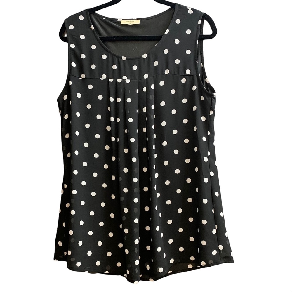 Timeson Polka dot sleeveless blouse Size XL